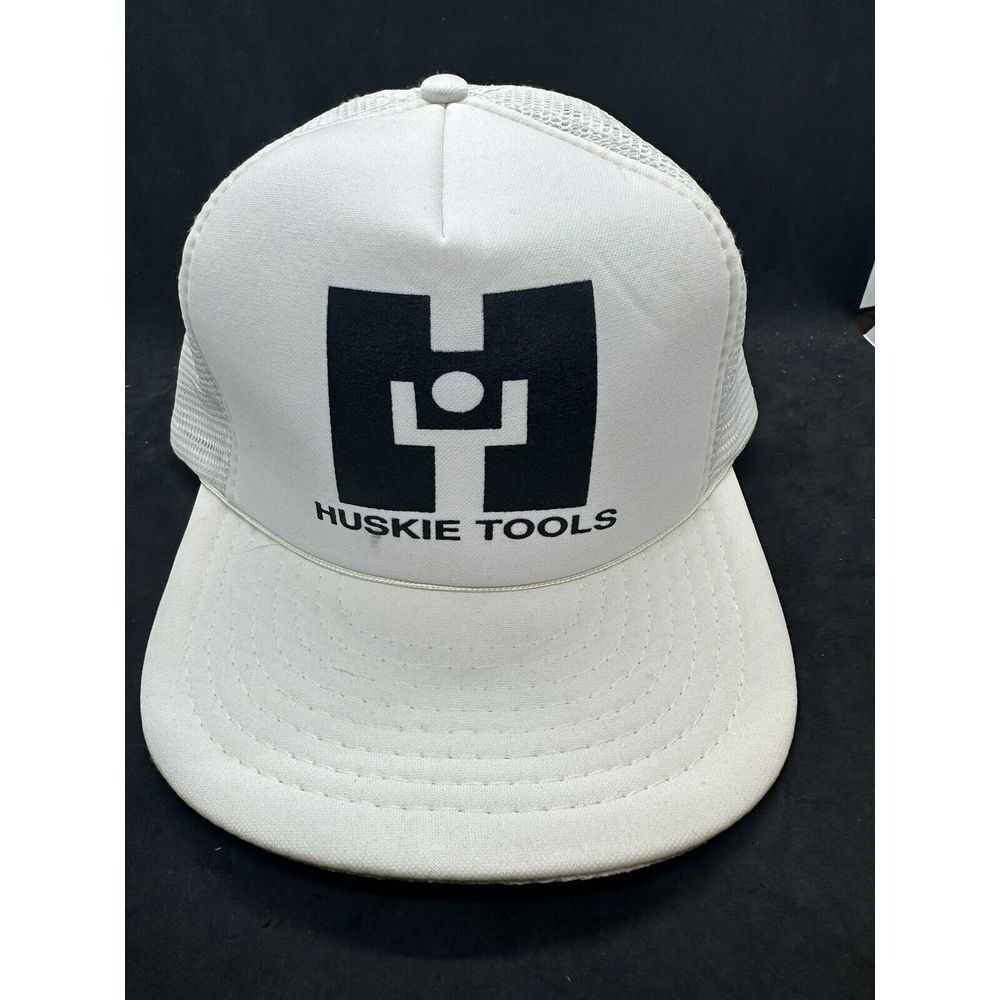 Vintage White Snapback Trucker Huskie Lineman Tools Hat Cap See Desc